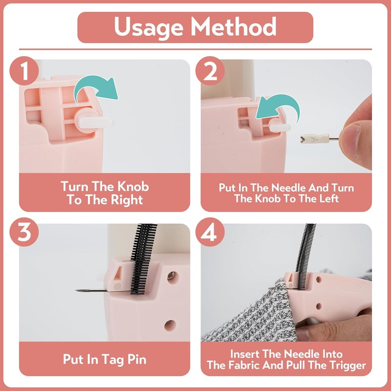 Fonwill Clothing Label Gun,Standard Retail Price Tag Labeling Gun Kit,Having 5 Needles, 1000 Micro Fasteners,Suitable for Store,Warehouse,Consignment,Yard Sale,etc.(Pink-1) - Image 4